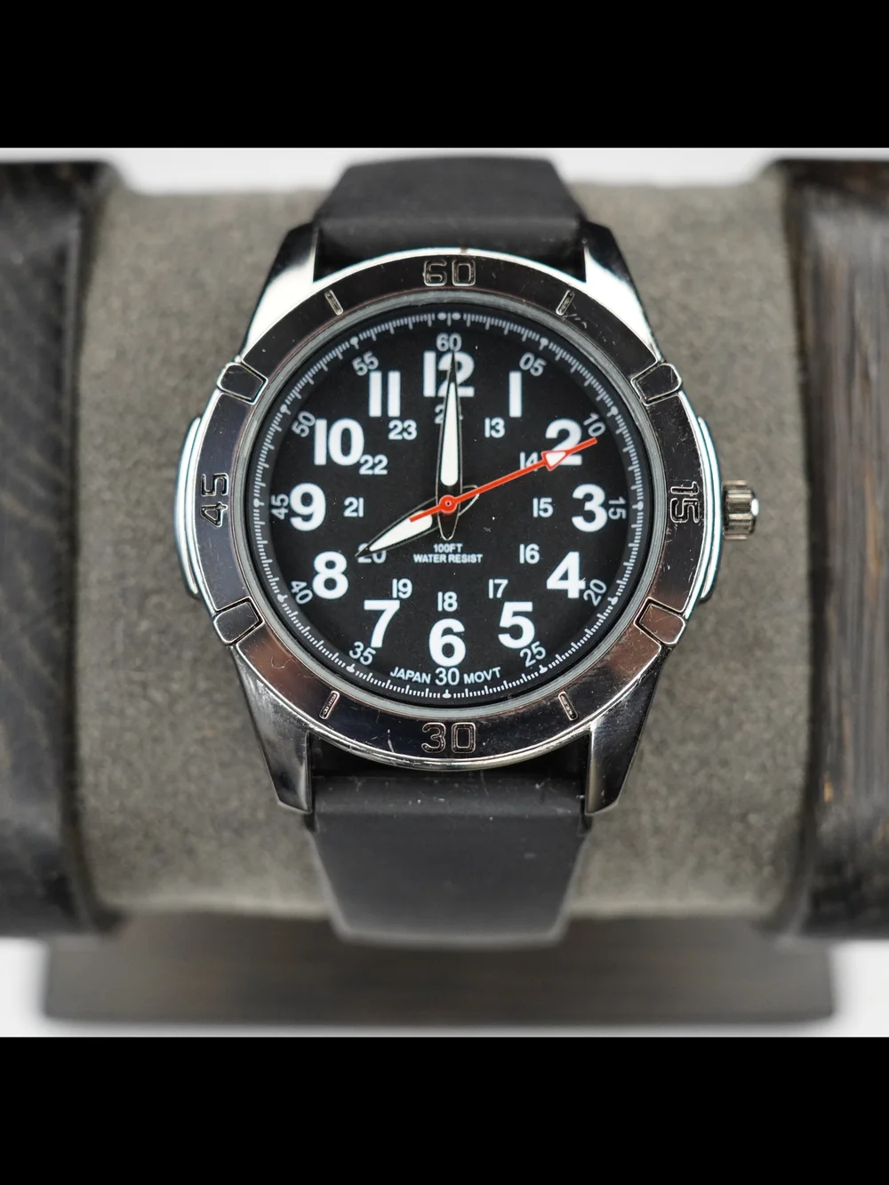 FMD Men's Quartz Watch Black Dial 100FT Water Resistant Japan Movt Black Band